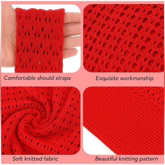 Chic Red Crochet Shoulder Bag - Picture 3 of 7